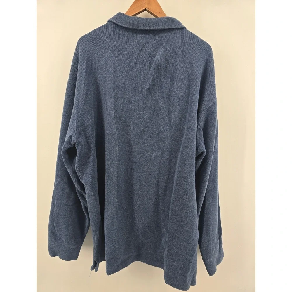 Polo Ralph Lauren Quarter Zip Mens 2XLT Blue Cotton Pullover Sweater Pony Logo